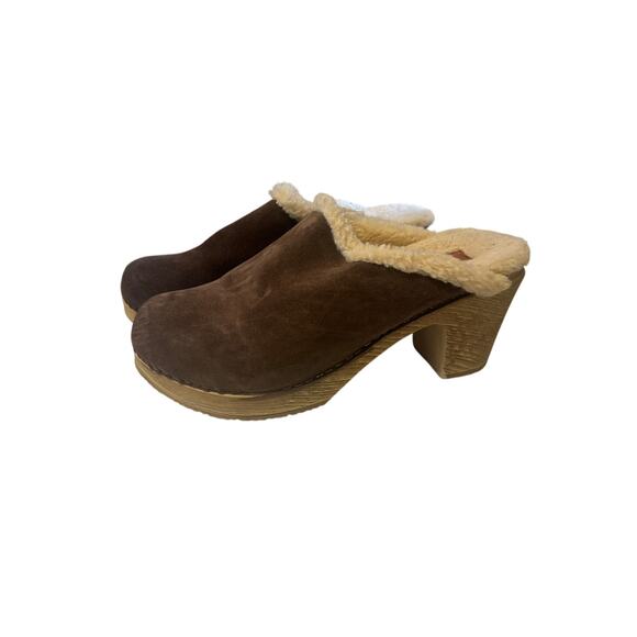 BOS & Co Noch Clog Brown Suede Cream Wool Lining Women’s EU 39 / US 8-8.5 - Picture 2 of 5